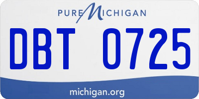 MI license plate DBT0725