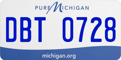 MI license plate DBT0728