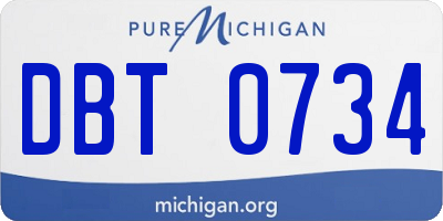 MI license plate DBT0734