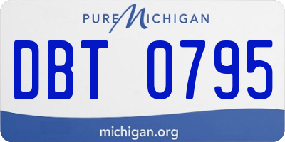 MI license plate DBT0795