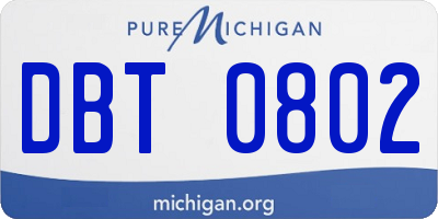 MI license plate DBT0802