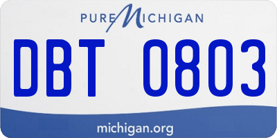 MI license plate DBT0803