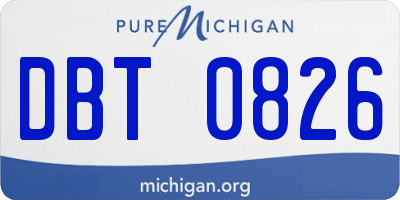 MI license plate DBT0826