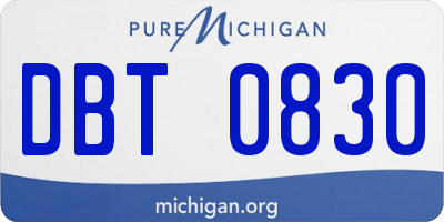 MI license plate DBT0830