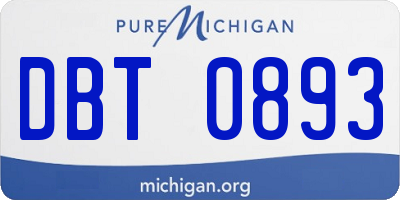 MI license plate DBT0893
