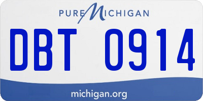 MI license plate DBT0914