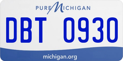 MI license plate DBT0930