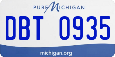 MI license plate DBT0935