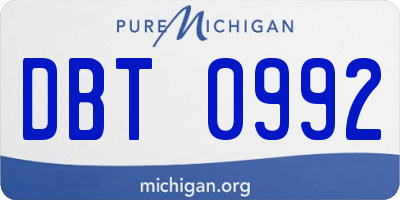 MI license plate DBT0992