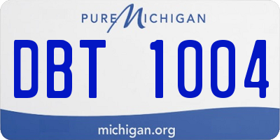 MI license plate DBT1004