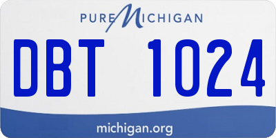 MI license plate DBT1024