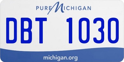 MI license plate DBT1030