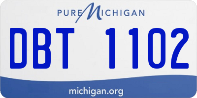 MI license plate DBT1102
