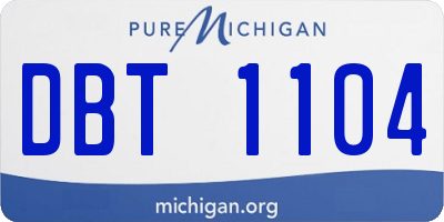 MI license plate DBT1104