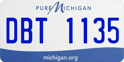 MI license plate DBT1135