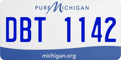 MI license plate DBT1142