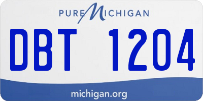 MI license plate DBT1204