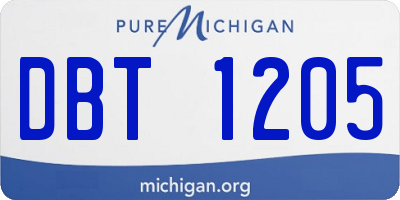 MI license plate DBT1205