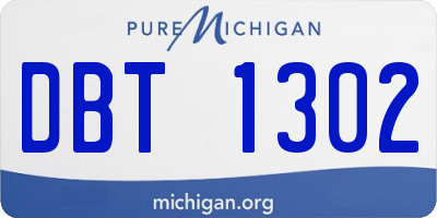 MI license plate DBT1302