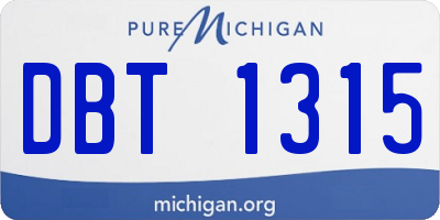 MI license plate DBT1315