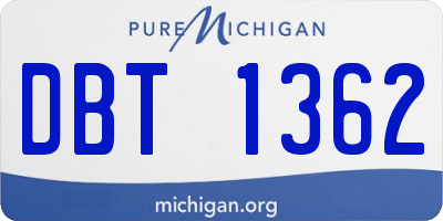 MI license plate DBT1362