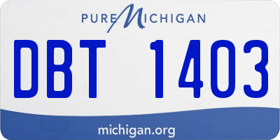 MI license plate DBT1403