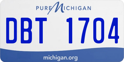 MI license plate DBT1704