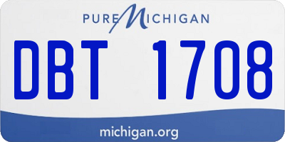 MI license plate DBT1708