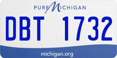 MI license plate DBT1732