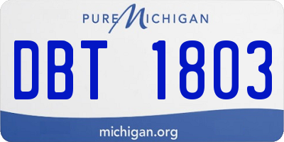 MI license plate DBT1803