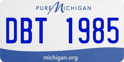MI license plate DBT1985