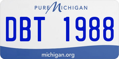 MI license plate DBT1988