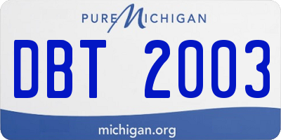 MI license plate DBT2003