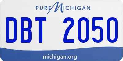MI license plate DBT2050