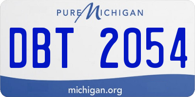 MI license plate DBT2054