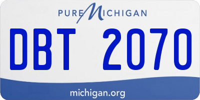 MI license plate DBT2070
