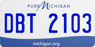 MI license plate DBT2103