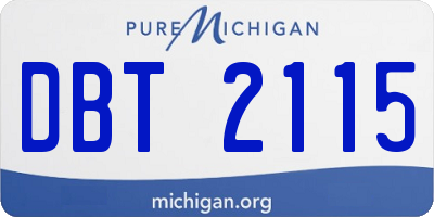MI license plate DBT2115