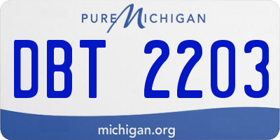 MI license plate DBT2203