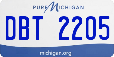 MI license plate DBT2205