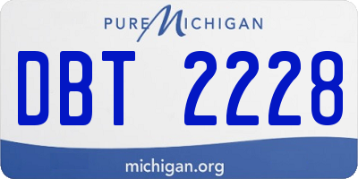 MI license plate DBT2228