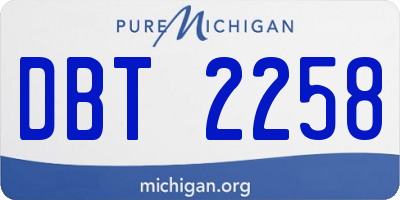 MI license plate DBT2258