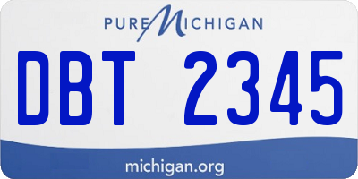MI license plate DBT2345