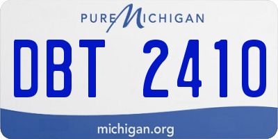 MI license plate DBT2410