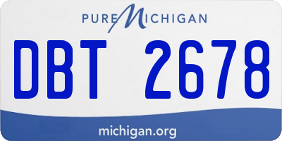 MI license plate DBT2678