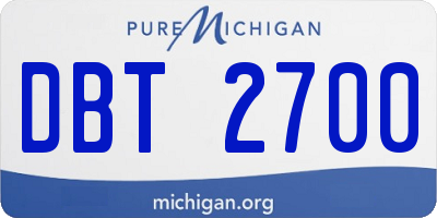 MI license plate DBT2700