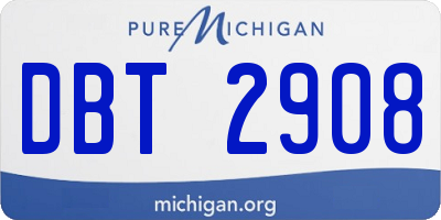MI license plate DBT2908
