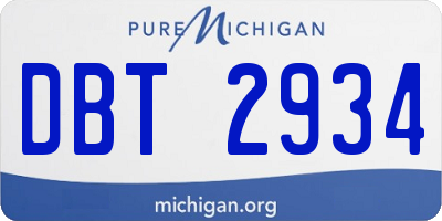 MI license plate DBT2934