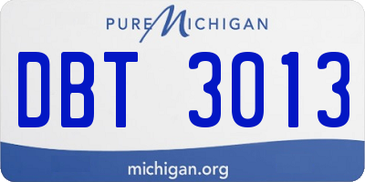 MI license plate DBT3013