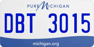 MI license plate DBT3015
